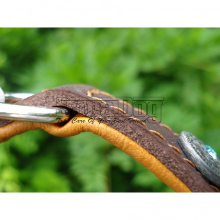 Zgardă de lux pentru caini din piele naturala si cristale swarovski 