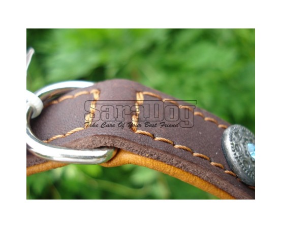 Zgardă de lux pentru caini din piele naturala si cristale swarovski 