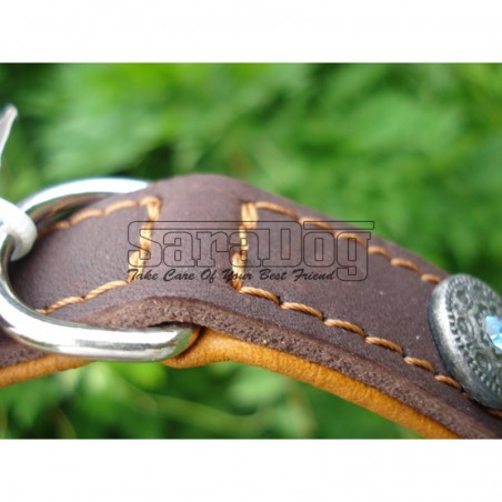 Zgardă de lux pentru caini din piele naturala si cristale swarovski 