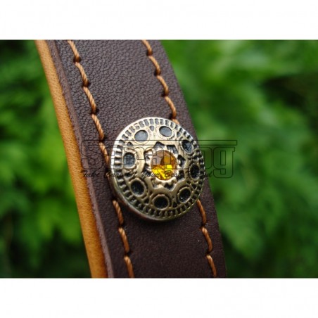 Zgardă de lux pentru caini , din piele naturala cu Cristale Swarovski Galben 