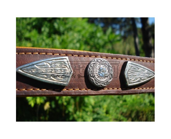 Zgardă de lux pentru caini , din piele naturala cu cristale swarovski