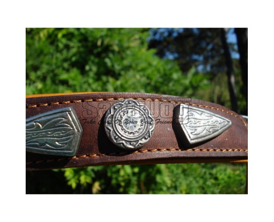 Zgardă de lux pentru caini , din piele naturala cu cristale swarovski