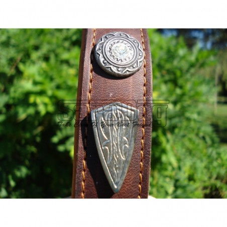 Zgardă de lux pentru caini , din piele naturala cu cristale swarovski