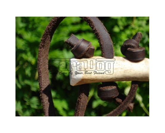 Lesa din piele rotunda pentru caini de vanatoare