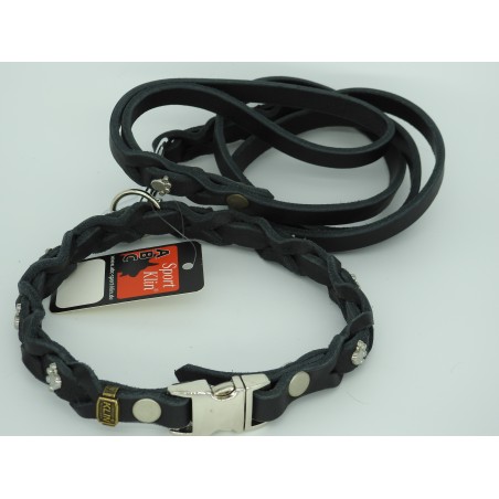 Set zgarda si lesa pentru caini , din piele naturala