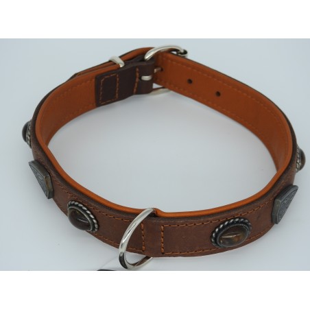 Zgardă de lux pentru caini , din piele naturala si chihlimbar