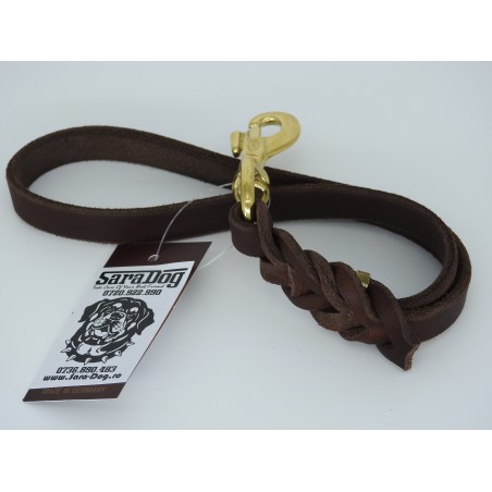 Lesă scurtă din piele pentru caini