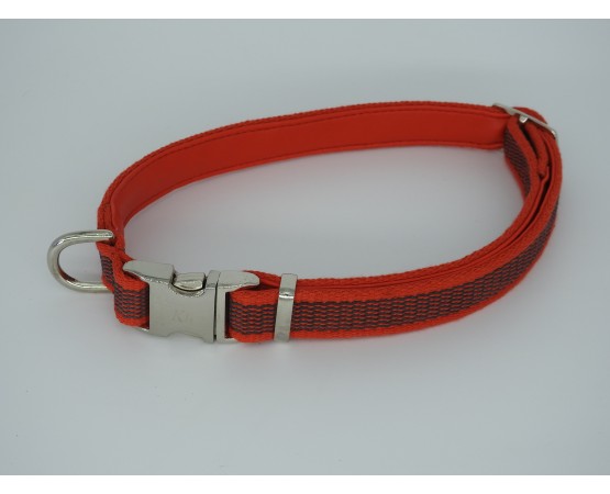 Zgarda reglabila pentru caini  , din bumbac cu insertie de cauciuc