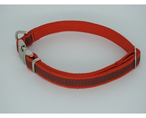 Zgarda reglabila pentru caini  , din bumbac cu insertie de cauciuc