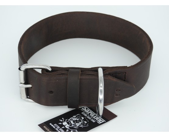 Zgarda lata pentru caini , din piele naturala fett