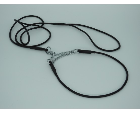 Lesa cu zgarda din piele rotunda pentru prezentare expozitii canine