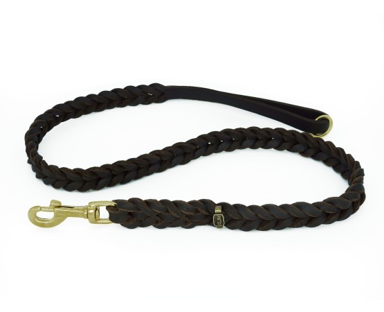 Lesa impletita din piele naturala pentru caini