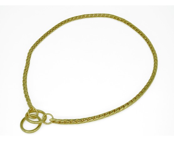 Zgarda strangulanta snake pentru caini , din alama placata cu aur 24 k , 3,5 mm