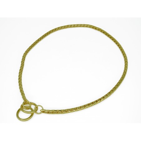 Zgarda strangulanta snake pentru caini , din alama placata cu aur 24 k , 3,5 mm