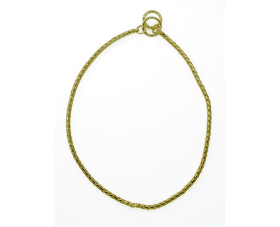 Zgarda strangulanta snake pentru caini , din alama placata cu aur 24 k , 3,5 mm