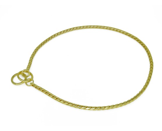 Zgarda strangulanta snake pentru caini , din alama placata cu aur 24 k , 3,5 mm