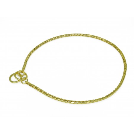 Zgarda strangulanta snake pentru caini , din alama placata cu aur 24 k , 3,5 mm