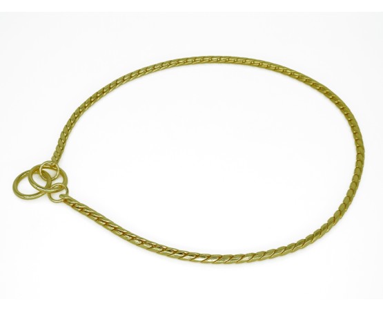 Zgarda strangulanta snake pentru caini , din alama placata cu aur 24 k , 3,5 mm