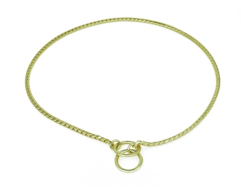 Zgarda strangulanta snake pentru caini , din alama placata cu aur 24k , 5 mm