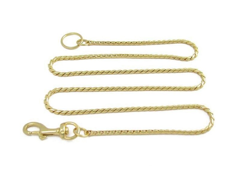 Lesa snake pentru caini , din alama placata cu aur 24k