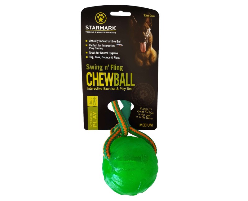 Minge cu snur pentru caini Swing ' n Fling Chew Ball Academia Starmark  ( M )