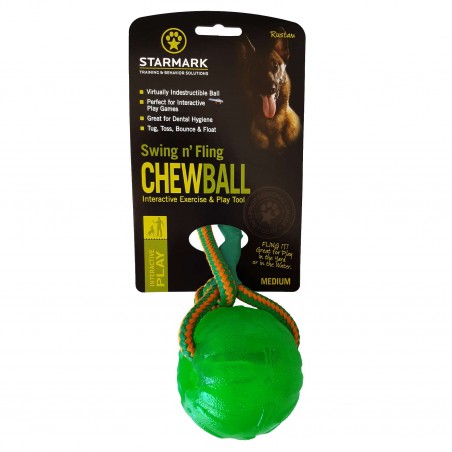 Minge cu snur pentru caini Swing ' n Fling Chew Ball Academia Starmark  ( M )