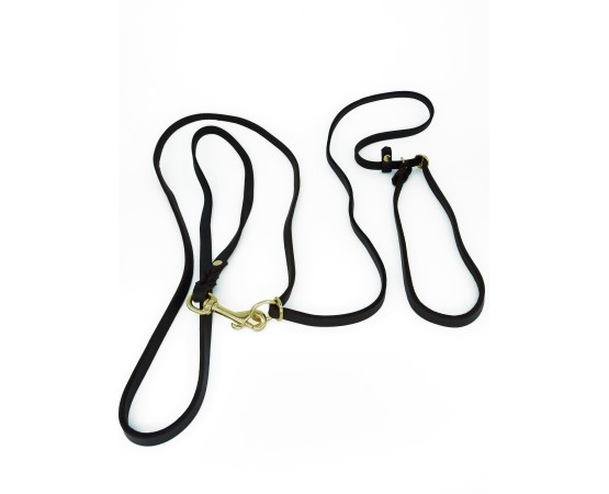 Lesa cu zgarda din piele pentru caini Hands Free