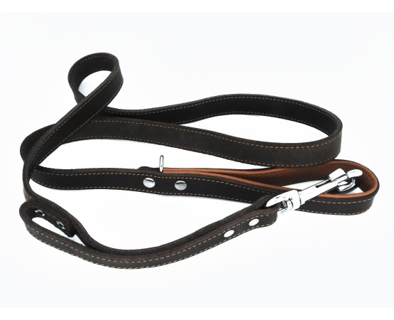 Lesa pentru caini din piele naturala Double Grip Control
