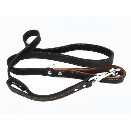 Lesa pentru caini din piele naturala Double Grip Control
