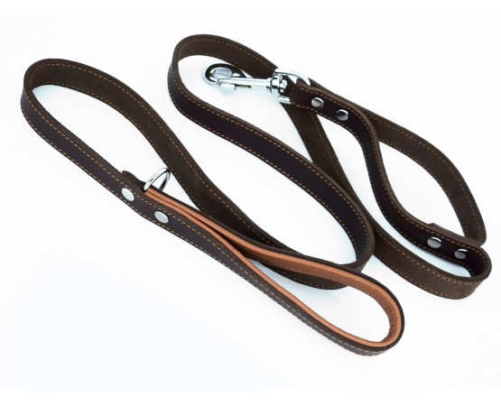 Lesa pentru caini din piele naturala Double Grip Control