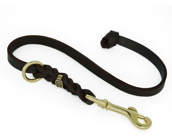 Lesa scurta din piele naturala fett pentru dresaj canin