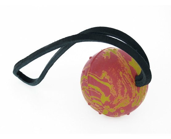 Minge pentru dresaj canin , din cauciuc natural cu snur piele