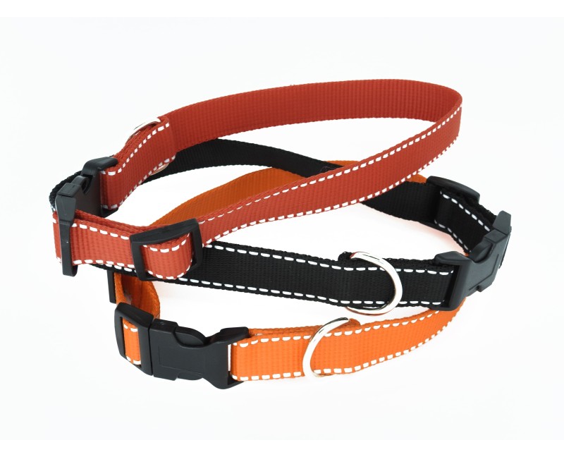 Zgarda textila reglabila reflectorizanta pentru caini