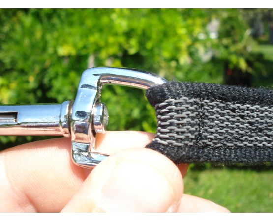 Lesă scurta pentru caini din bumbac cu insertie de cauciuc