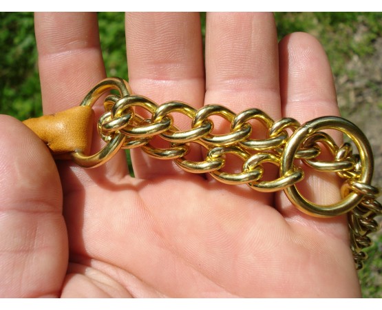 Zgarda de lux strangulanta pentru caini , din piele rotunda royal nappa