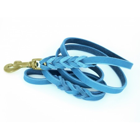 Lesa din piele naturala fett pentru caini impletita la capete