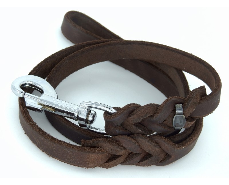 Lesa de lux pentru caini , confectionata din piele naturala fett