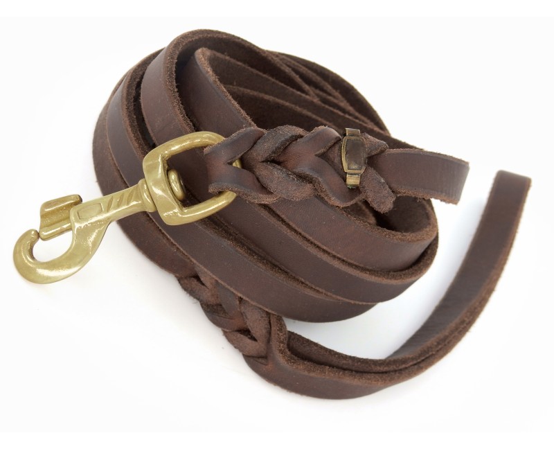 Lesa de lux pentru caini , confectionata din piele naturala fett