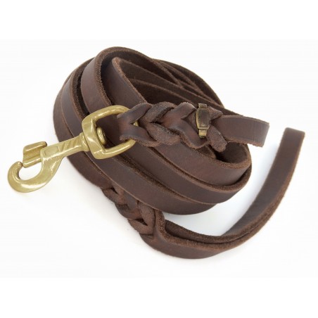 Lesa de lux pentru caini , confectionata din piele naturala fett