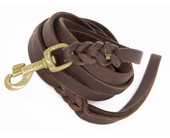 Lesa de lux pentru caini , confectionata din piele naturala fett