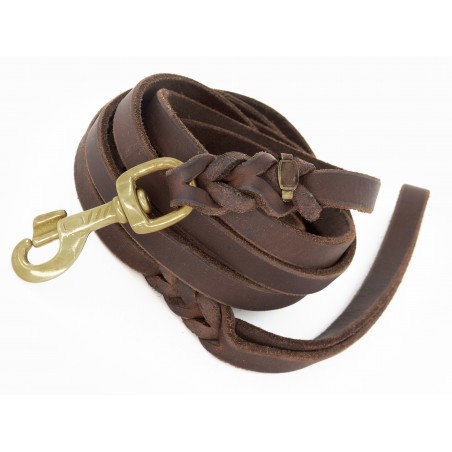 Lesa de lux pentru caini , confectionata din piele naturala fett