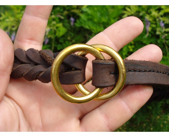 Zgarda strangulanta pentru caini , din piele fett 