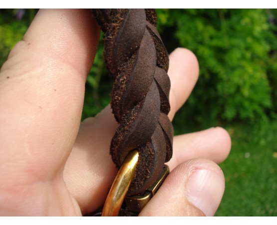 Zgarda strangulanta pentru caini , din piele fett 